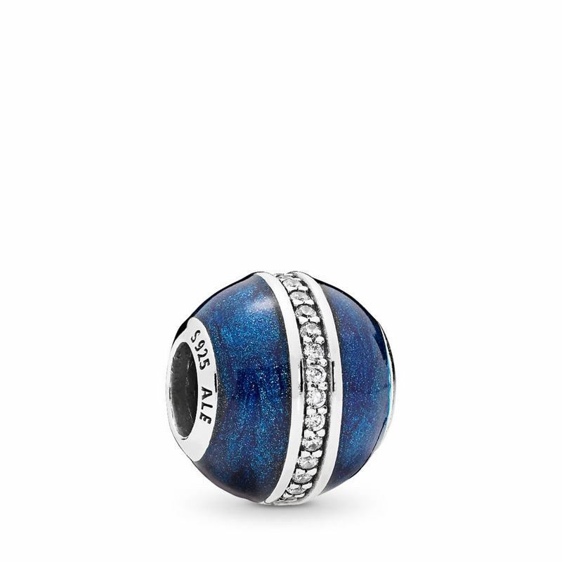 Pandora Orbit Charm - Sterling Silver/Enamel/Blue/Cubic Zirconia - Canada | FI4839GD